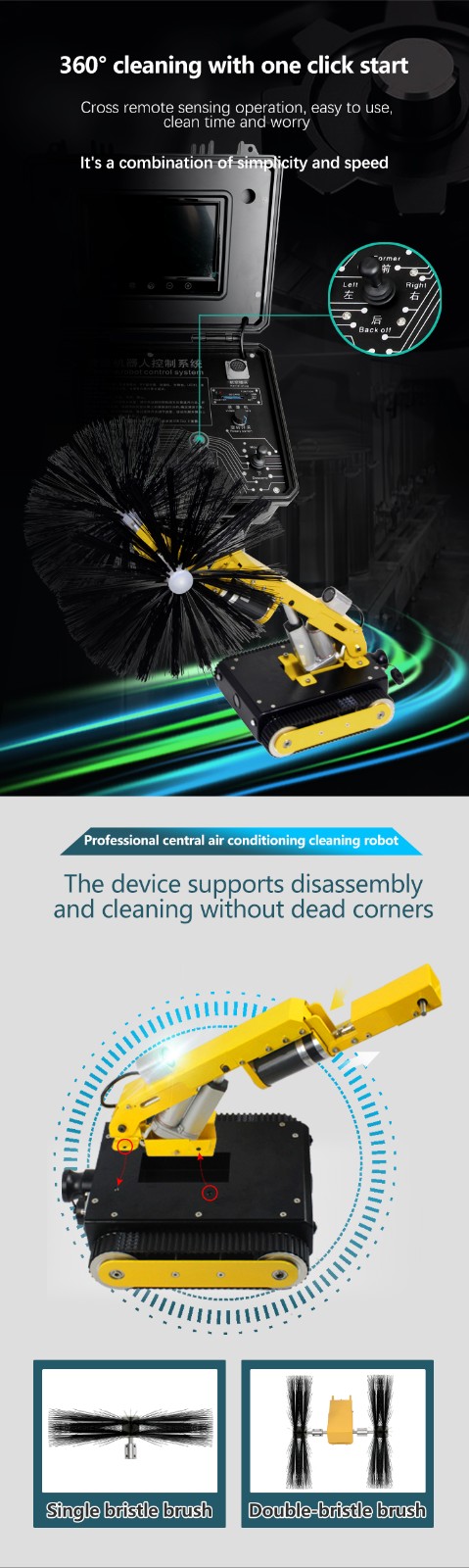 Q37 robot connected to 5000Pa HEPA vacuum system capturing debris during scrubbing