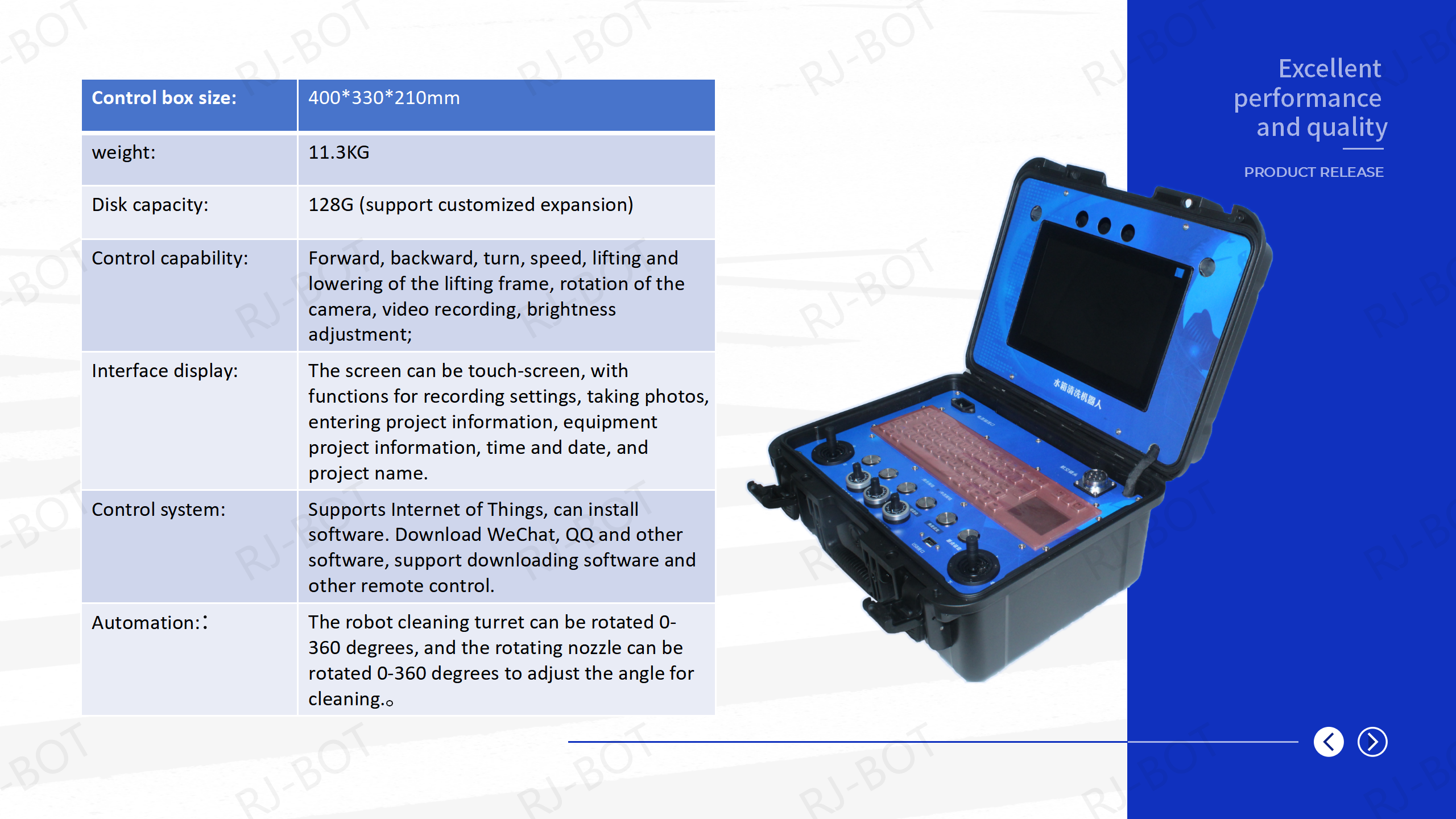parameter of S6 robot control box:weight,is capacity,control capability,interface display and control system.png